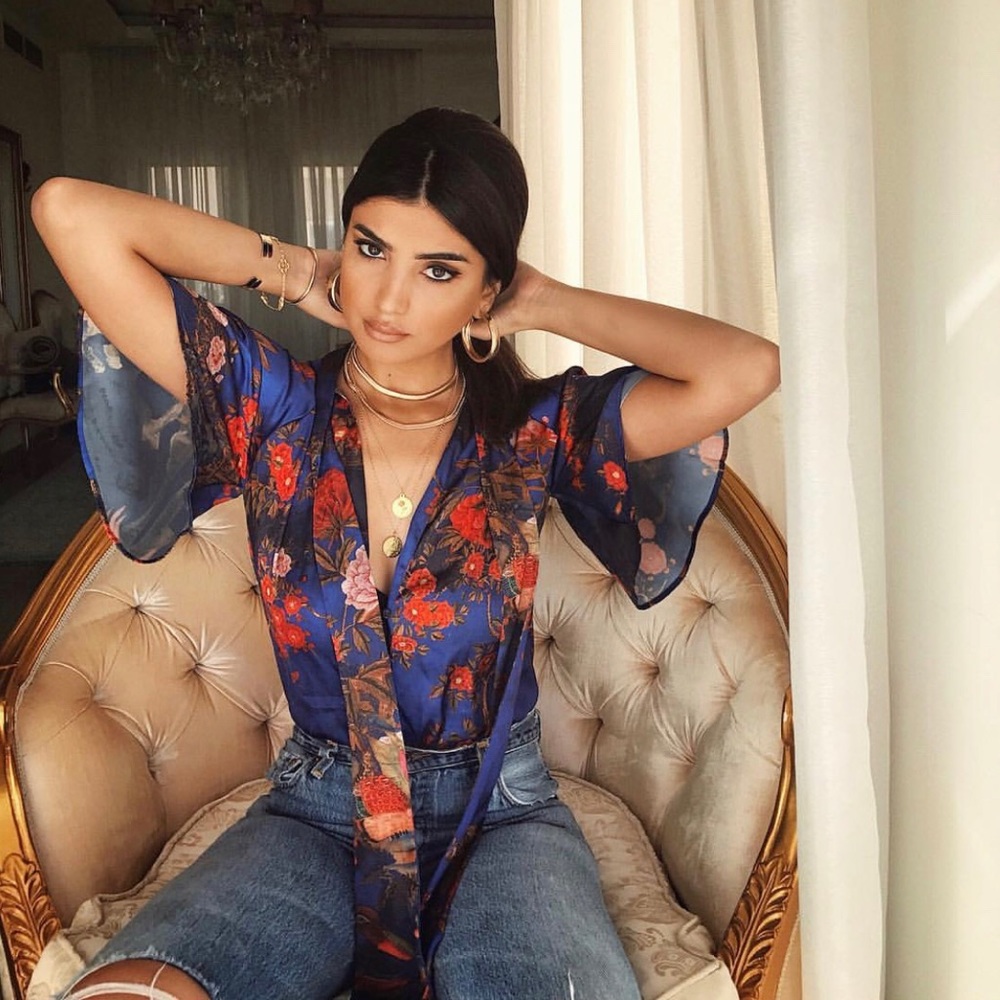 Zara Oriental Floral Print Bodysuit